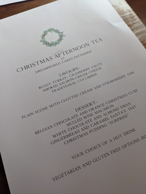 Festive Afternoon Tea at Dreamworld Cakes, Ouseburn  - menu