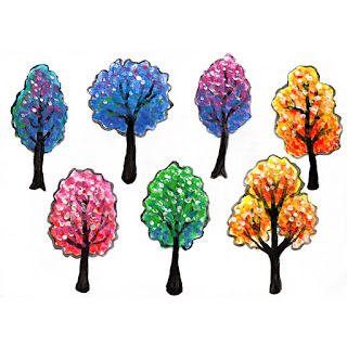 Colorful trees poster paint painting