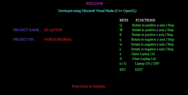 3D Laptop Computer Graphics Programming in c