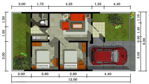 Denah Rumah Minimalis Tipe 36