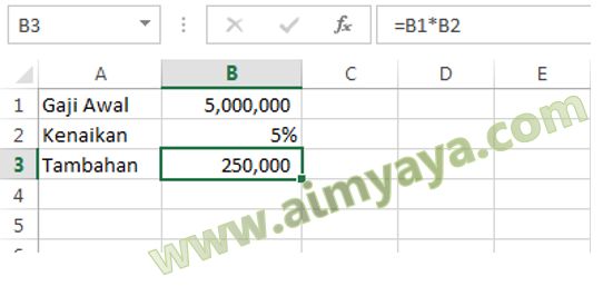  Gambar: Contoh Perhitungan Kenaikan Gaji dengan Microsoft Excel