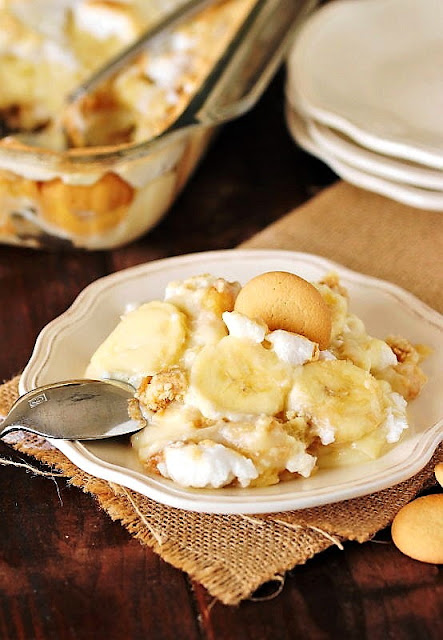 Serving of Old-Fashioned Banana Pudding from Scratch on Plate Image