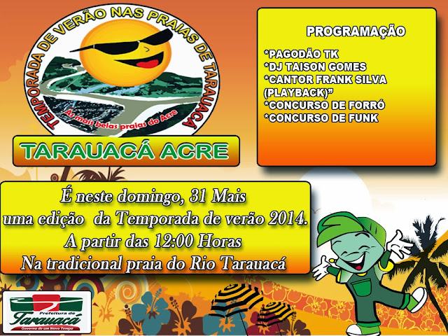 TARAUACÁ: PROGRAMAÇÃO DE VERÃO PARA ESTE DOMINGO NA PRAIA