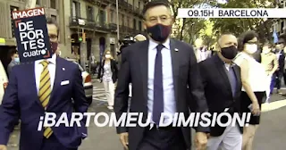 Video: Bartomeu rained with insult as he make his first public appearance after Messi saga