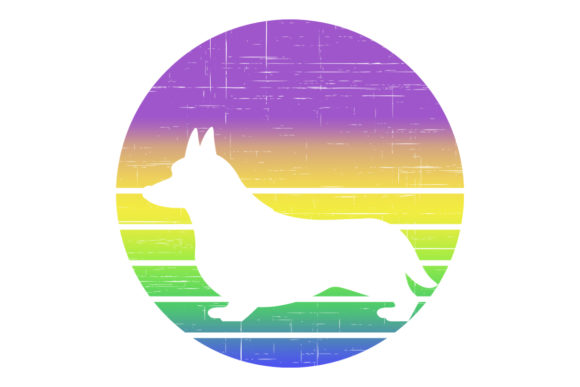 Corgi Dog Retro Vintage Sunset  