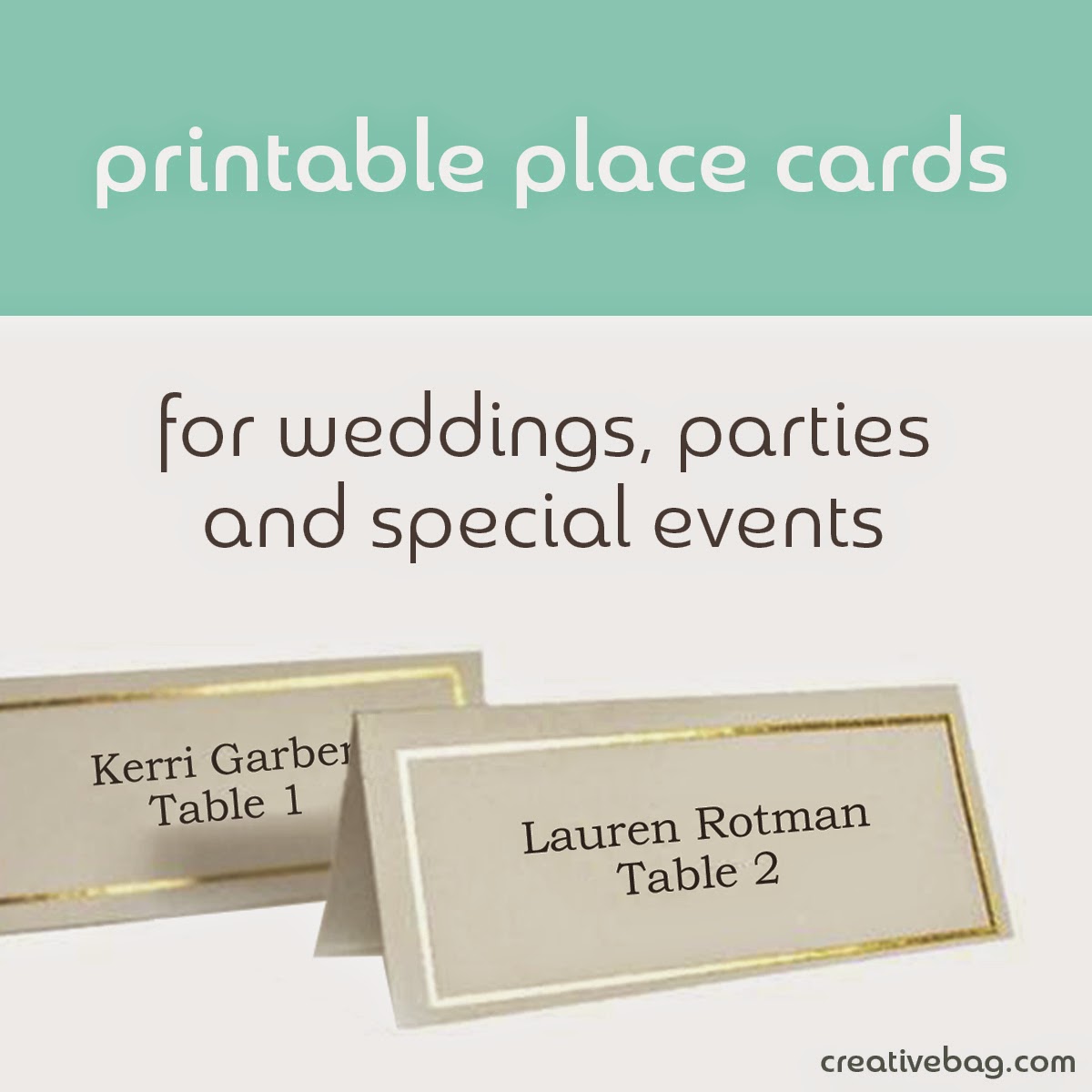 printable place cards | Creative Bag