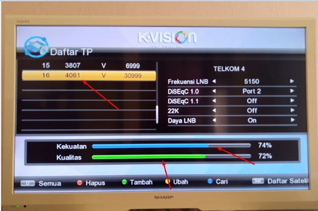 Cara Registrasi / Aktivasi K-Vision Baru, Mencari / Scan Siaran Palapa D, Telkom 4 Menghapus dan Memindahkan Channel K-Vision Gardiner G-88HD Ottimo Yang Baru beli Parabola LNB 2 C-Band