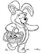 WINNIE THE POOH CON CESTITA DE SEMANA SANTA PARA COLOREAR Y PINTAR INFANTIL (dibujos infantiles semana santa)