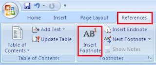 Cara Membuat dan Mengatur Posisi Garis Footnote di Ms Word 2007