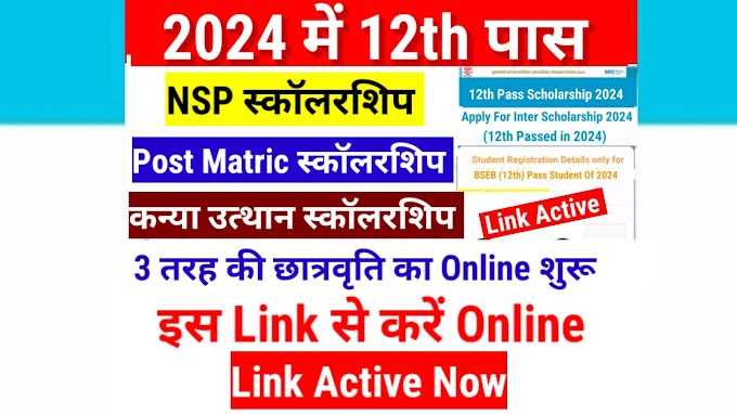 12th Pass Scholarship 2024 Online Date | NSP Scholarship 2024 | Post Matric Scholarship 2024 | Kanya Utthan Scholarship 2024 | 12th Boys Scholarship