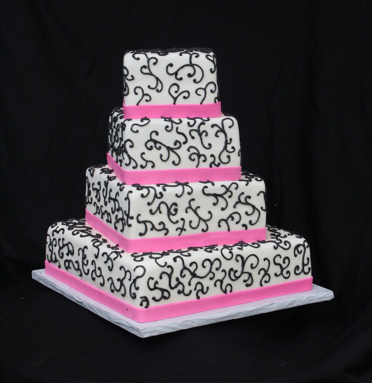 Hot Pink & Black Wedding Cake