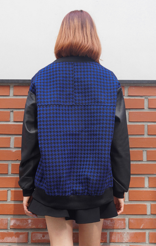  Houndstooth Varsity Jacket