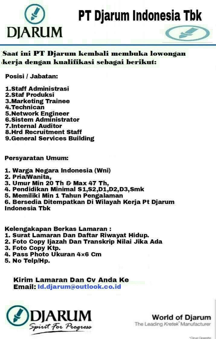 Loker Pt Djarum Kudus 2020