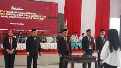 Pelantikan 60 Panitia Pemilihan Kecamatan untuk Pemilu 2024 Berlangsung Khidmat di Koltim