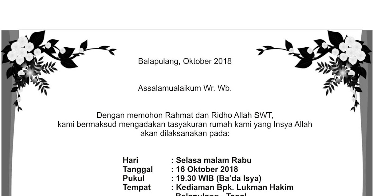 Undangan Tasyakuran Rumah Lukman Hakim