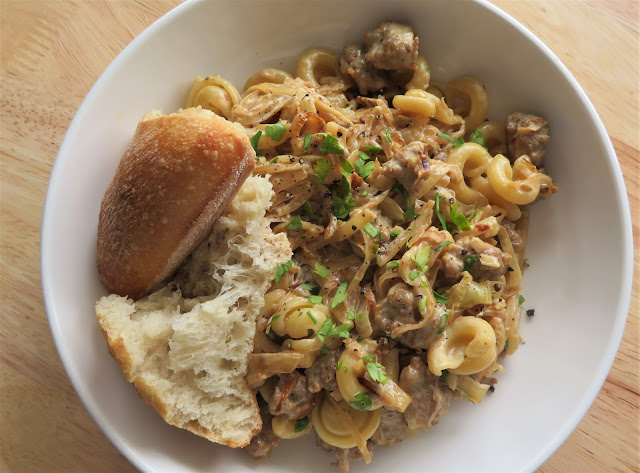 Pasta with a Creamy Mustard and Sausage Sauce