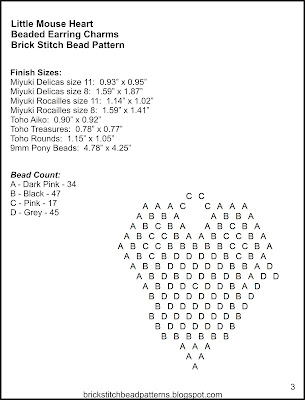 Free brick stitch seed bead earring pattern letter chart.