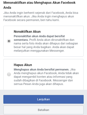 menutup akun facebook sementara