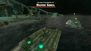 Link on a raft chasing Kohga on a raft