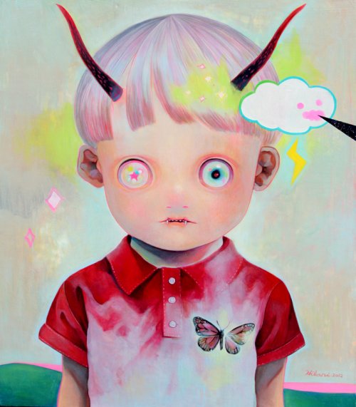 hikari shimoda pinturas crianças macabras demoníacas