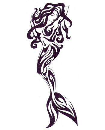 tribal-style-mermaid-tattoo-stencil
