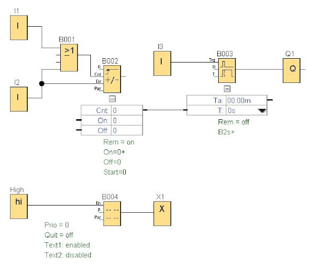 Programación LOGO de Siemens  Encendido + Aumento + Disminución duración de encendido lámpara  Práctica 7