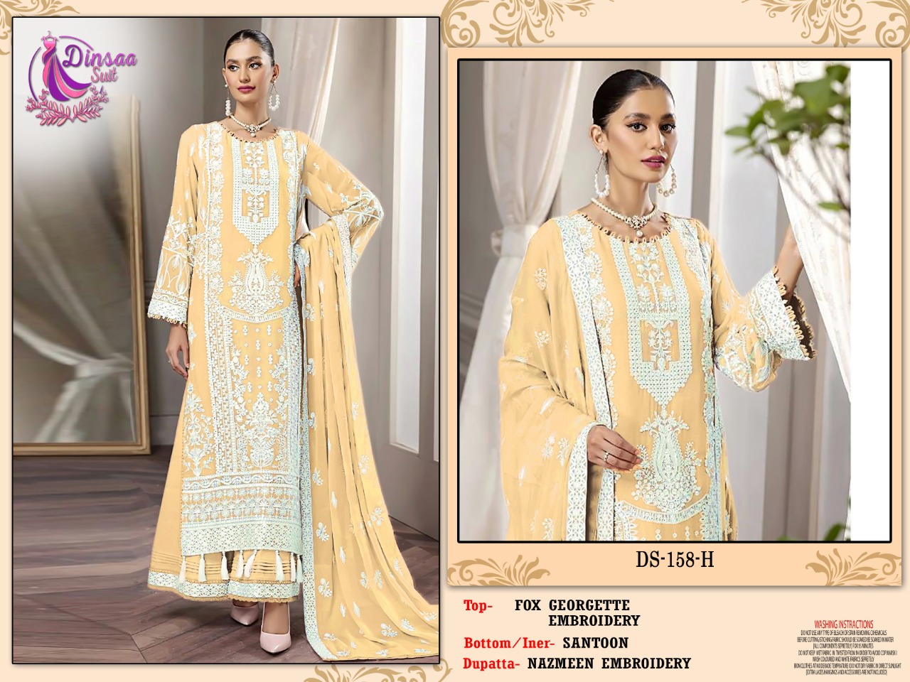 Buy Georgette Embroidery Ds 158 Efgh Dinsaa Suit Pakistani S