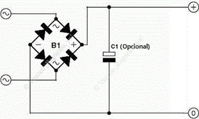 Diagrama electrónico del rectificador de corriente usado en focos LEDs.