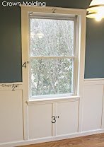 Chair Rail Window / Framing Windows Wainscoting Bathroom Wainscoting Panels Dining Room Wainscoting / The chair rail is placed higher than the backs of these chairs, but drywall is easier to repair than plaster.