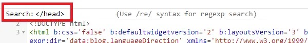 HTML  search tag </head> in Blogger