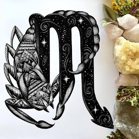 02-Scorpio-Zodiac-Scorpion-Faye-Halliday-Animals-with-Zentangle-Detailing-www-designstack-co