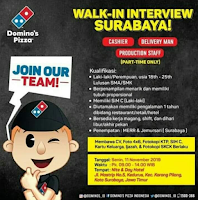Walk In Interview at Domino's Pizza Surabaya Terbaru Nopember 2019