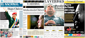 La noticia de la muerte de Chávez en la prensa venezolana