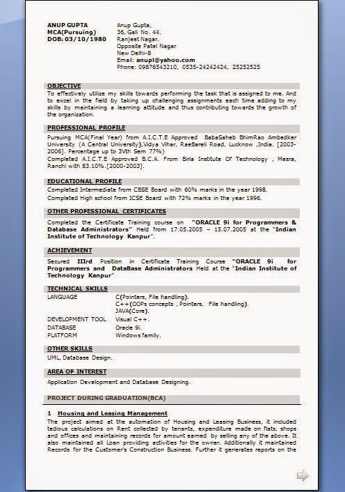 Download Resume Format