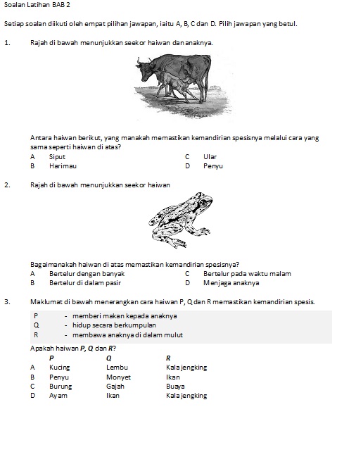 DUNIA SAINS TAHUN 5: Latihan Unit 2