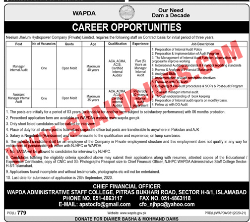 Jobs in Water And Power Development Authority WAPDA Jobs September 2020