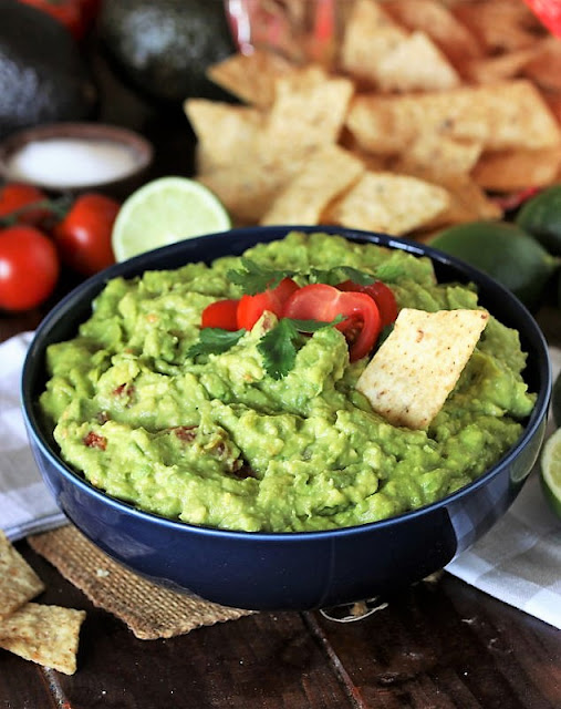 Bowl of 3-Ingredient Guacamole with Tortilla Chips Image