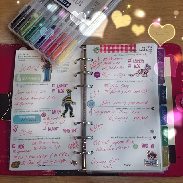 filofax patent fuchsia original personal size planner week 28 decoration studio l2e stamps stickers