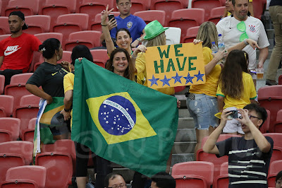 Some Brazilian fans among the crowds in the Brazil-Nigeria match