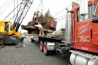Steam crane loaded on truck