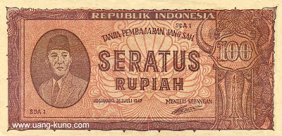  Pembahasan kita kali ini yaitu seputar ORI III pecahan  45. ORI III 100 Rupiah 1947