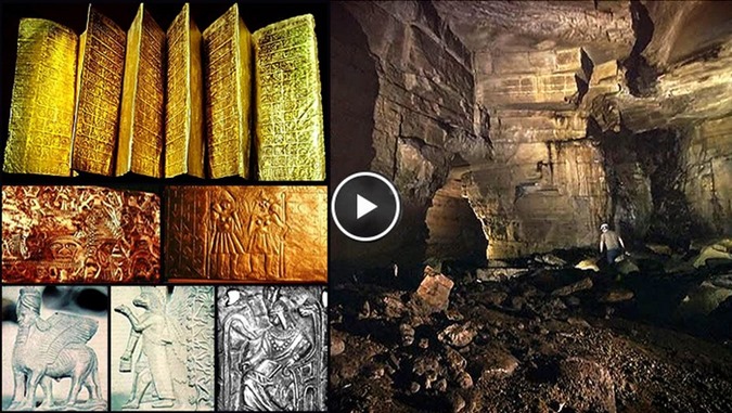 Biblioteca de ouro em cavernas de gigantes