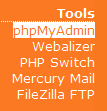 Phpmyadmin Tools section in Xampp