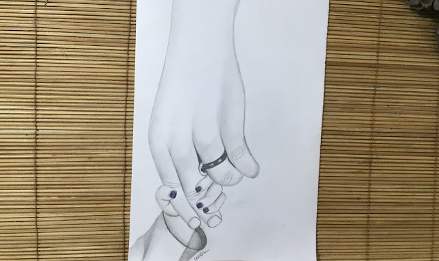 Father's Day Drawing || How to draw a father holding hand || Easy Hand D...