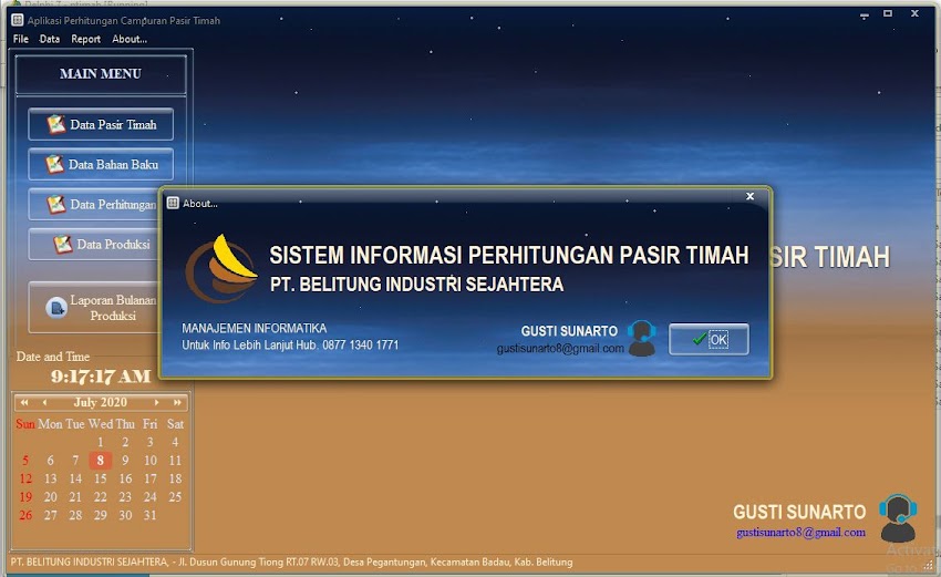 Perancangan Sistem Informasi Perhitungan Campuran Pasir Timah 