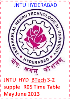 Jntu Hyd Btech 3-2 Supple R05 Time Table May June 2013