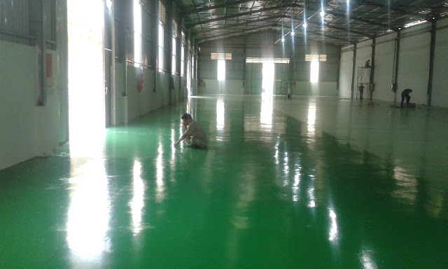 Dịch vụ thi công sơn epoxy nền sàn bê tông nhà xưởng công nghiệp