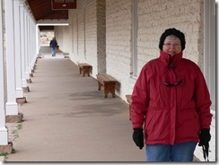 Janet outside of the Enlisted men's barracks - Fort Davis National Historic site, Texas