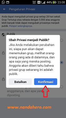cara membuat grup tertutup menjadi terbuka