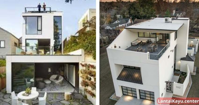 Desain Rumah Bertingkat Dengan Rooftop Modern Minimalis